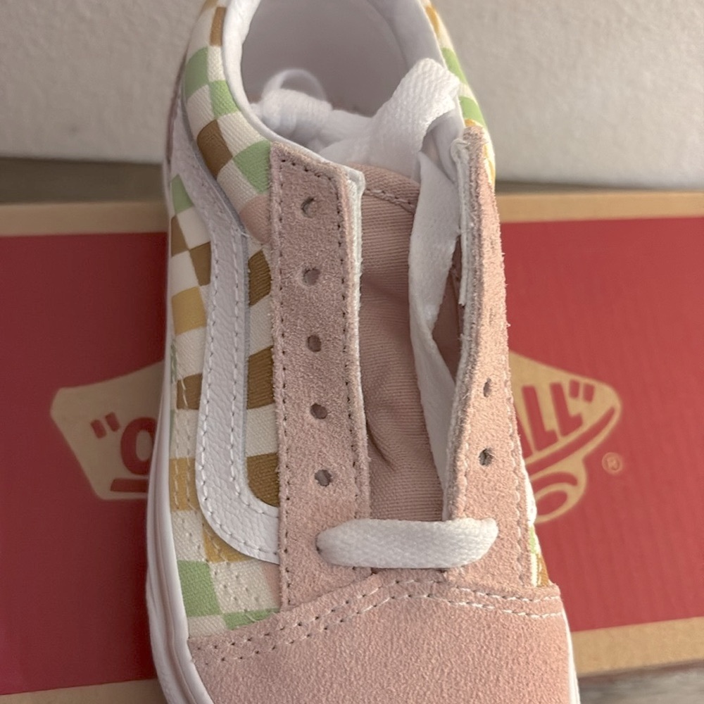 NIB [Vans] Old Skool Shoe Sneaker Tennis Shoes in Multi/True White Kids Sz 12.0 - Picture 10 of 16